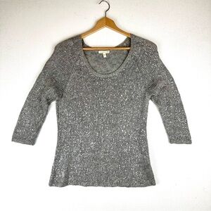 Eileen Fisher Metallic Sweater 3/4 Sleeve Office